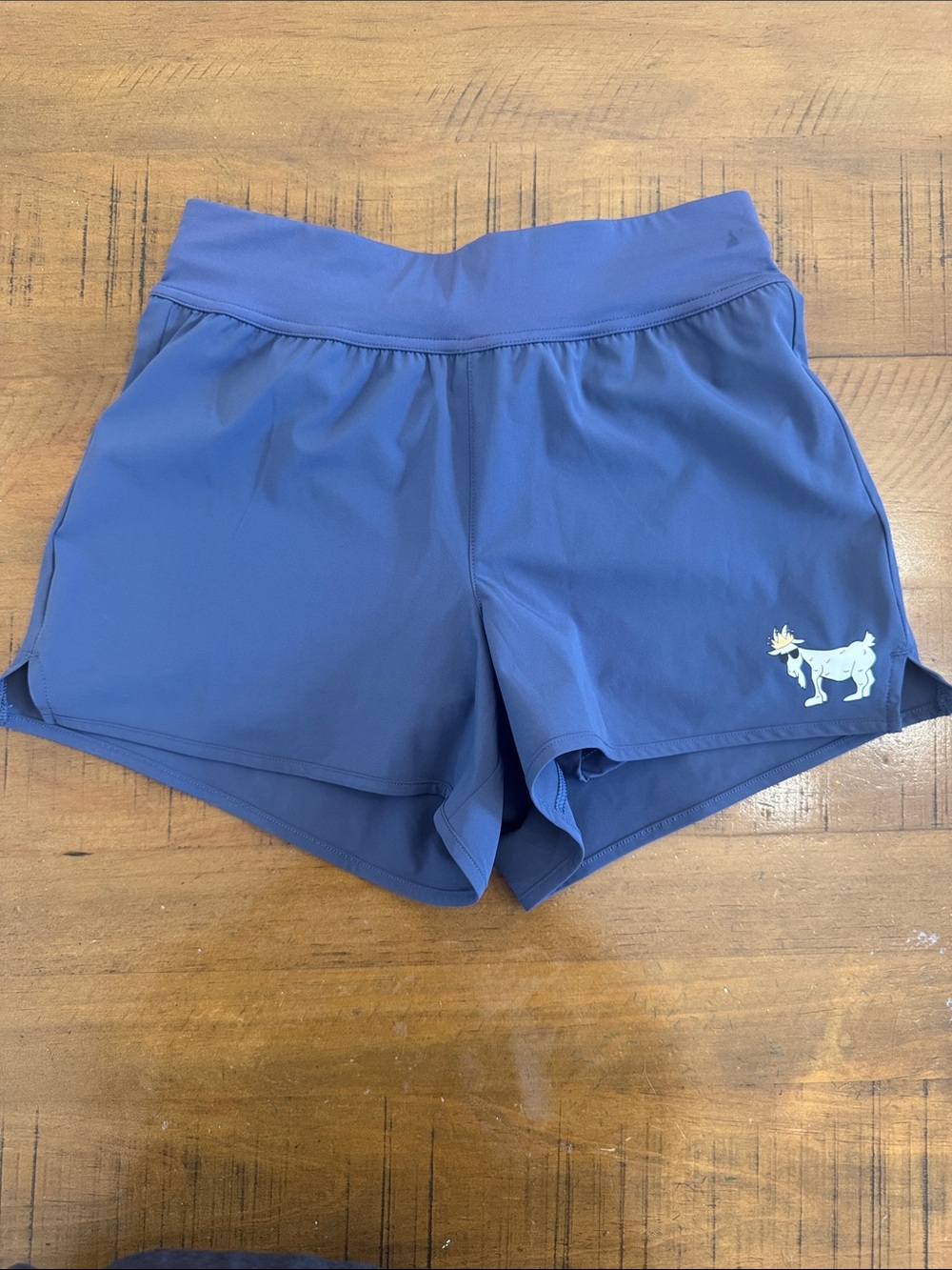 Girls' Blue Athletic Shorts with Goat Motif
